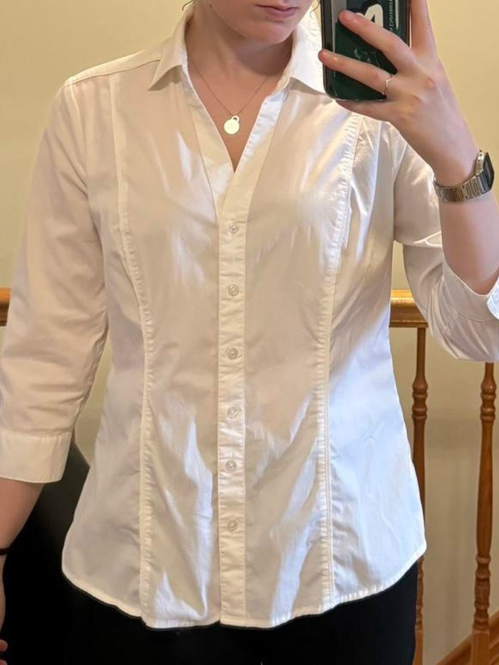 white house black market white button down dress shirt.